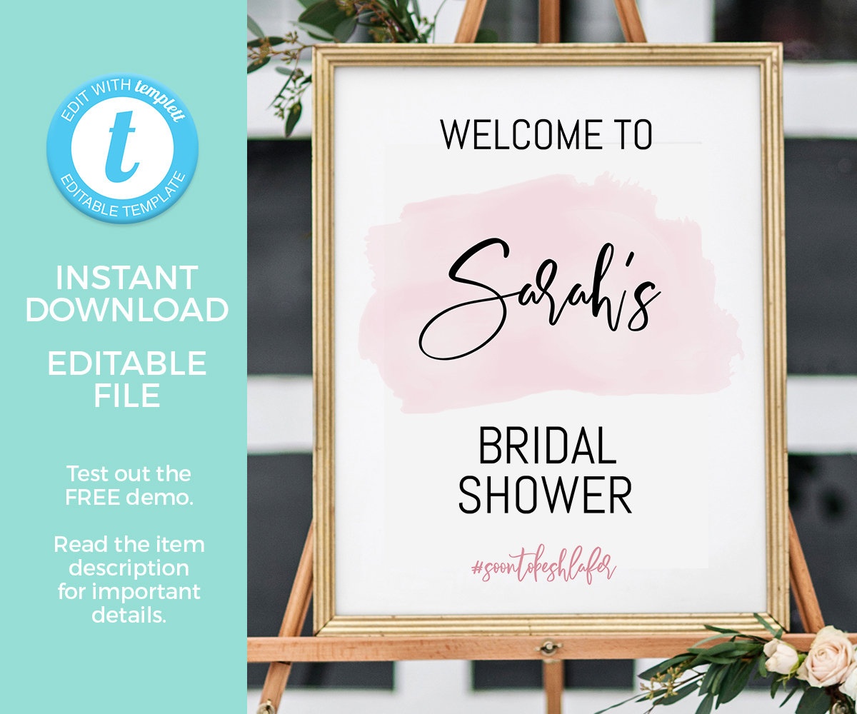 Blush Bridal Shower Sign Printable Editable Hens Party | Etsy - Free Printable Bachelorette Signs