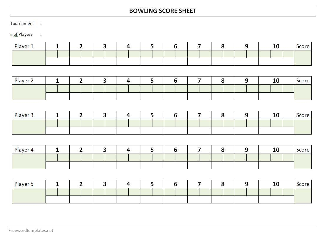 Bowling Score Sheet Blank Template Scoreboard With Game Objects Free 