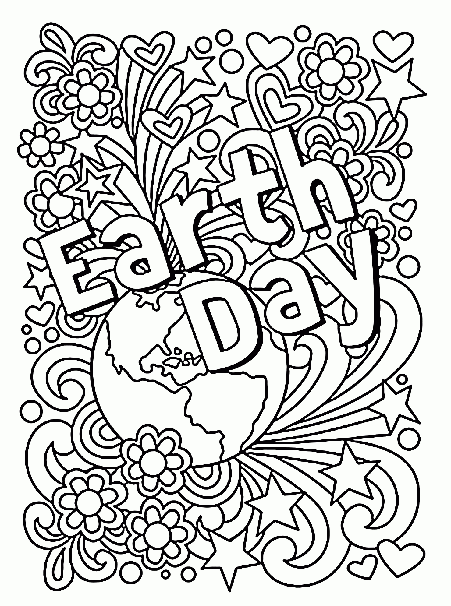 Celebration Earth Day Coloring Page For Kids, Coloring Pages - Free Printable Earth Pictures