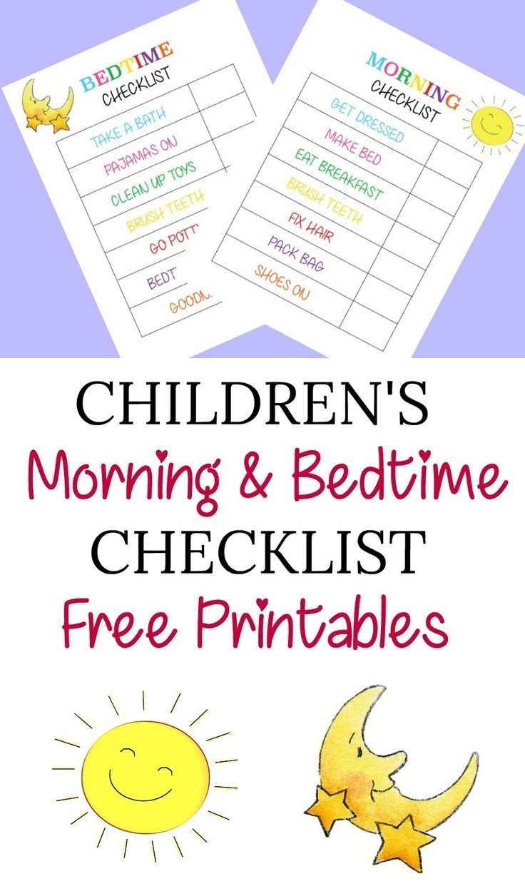 Children&amp;#039;s Morning And Bedtime Checklist Free Printables | Planners - Children&amp;amp;#039;s Routine Charts Free Printable