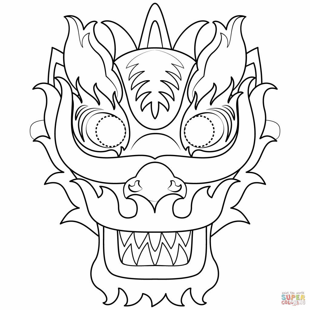 Chinese New Year Dragon Mask Coloring Page Free Printable Coloring