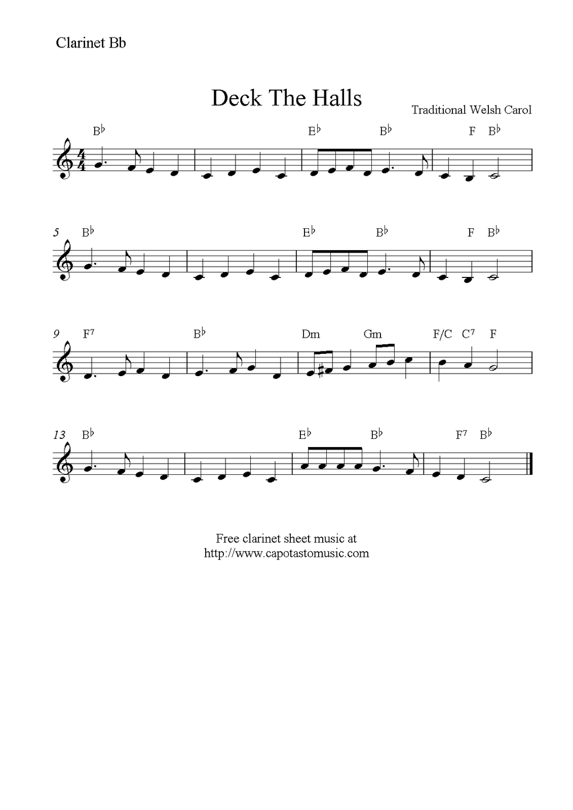 Free Printable Christmas Sheet Music For Clarinet Free Printable