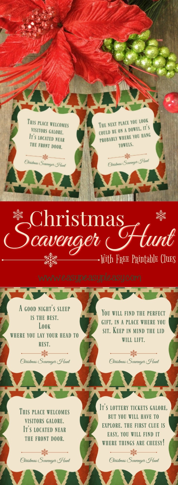 Christmas Scavenger Hunt With Free Printable Clues - Easy Peasy Pleasy - Free Printable Christmas Treasure Hunt Clues