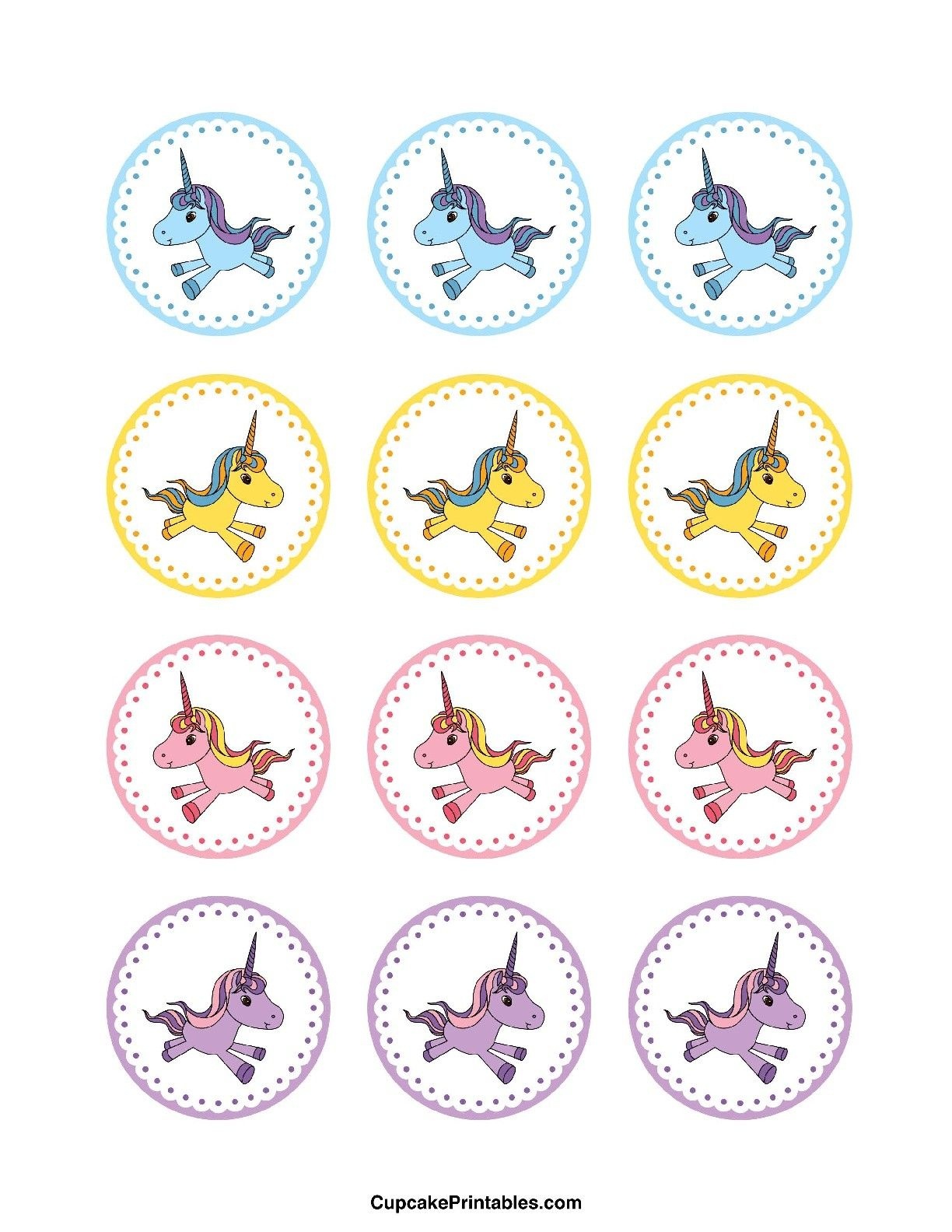 Círculos. | Art Inspiration | Unicorn Cupcakes Toppers, Unicorn - Free Printable Unicorn Cupcake Toppers