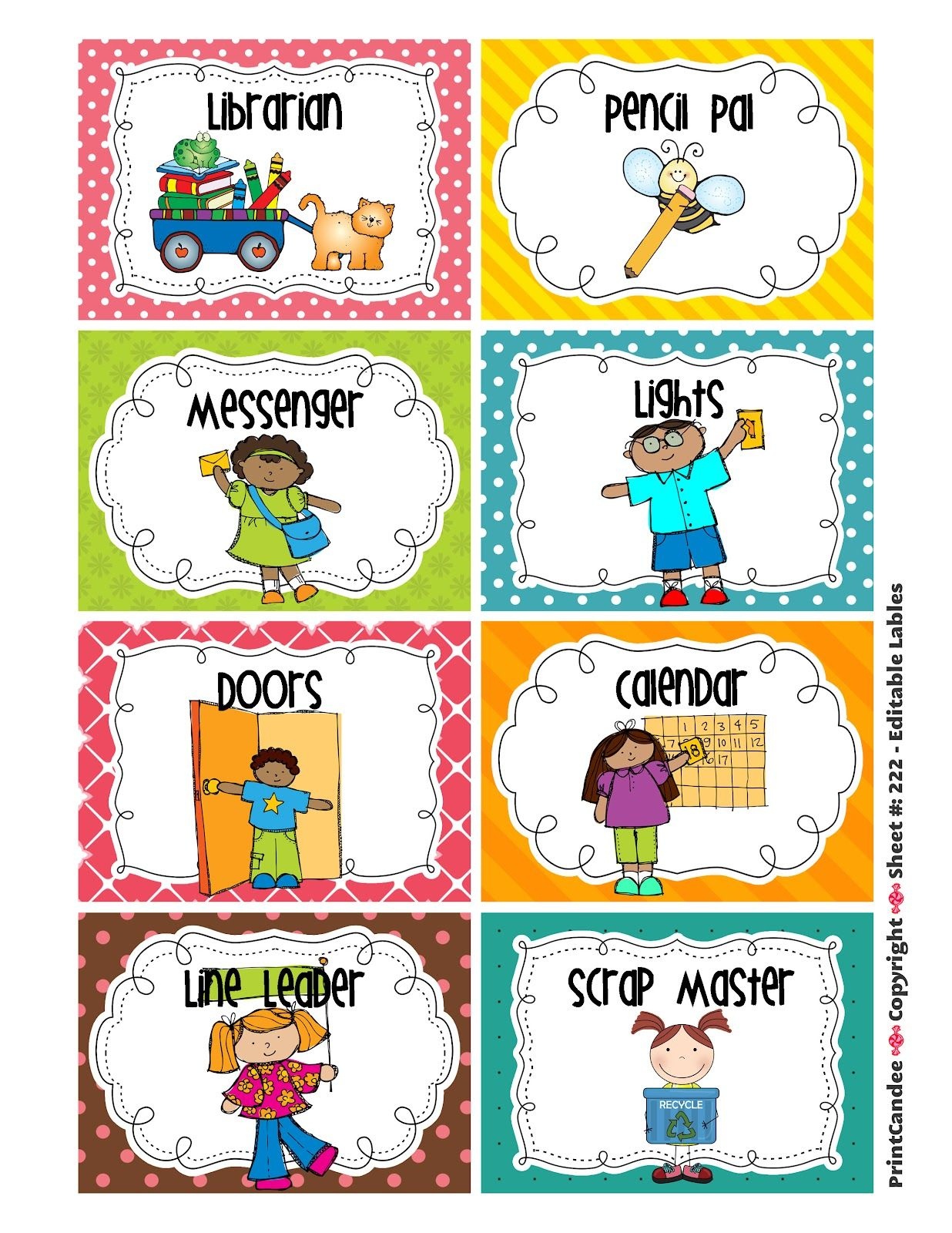 Cleaning Classroom Clipart | Classroom Job Chart | Classroom Helpers - Free Printable Classroom Helper Signs