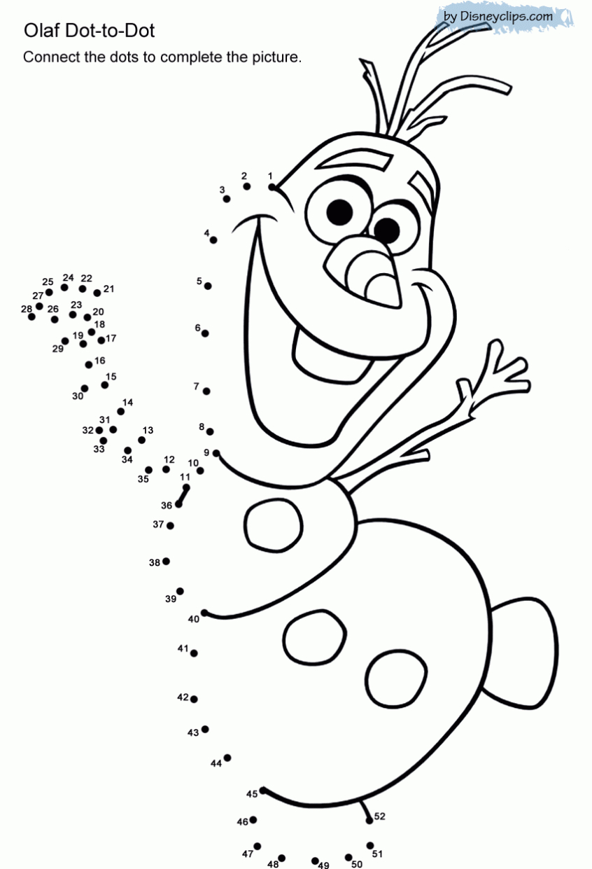 Coloring Pages Ideas: Walt Disney Coloring Pages Dot To Olaf - Free Printable Dot To Dot Easy