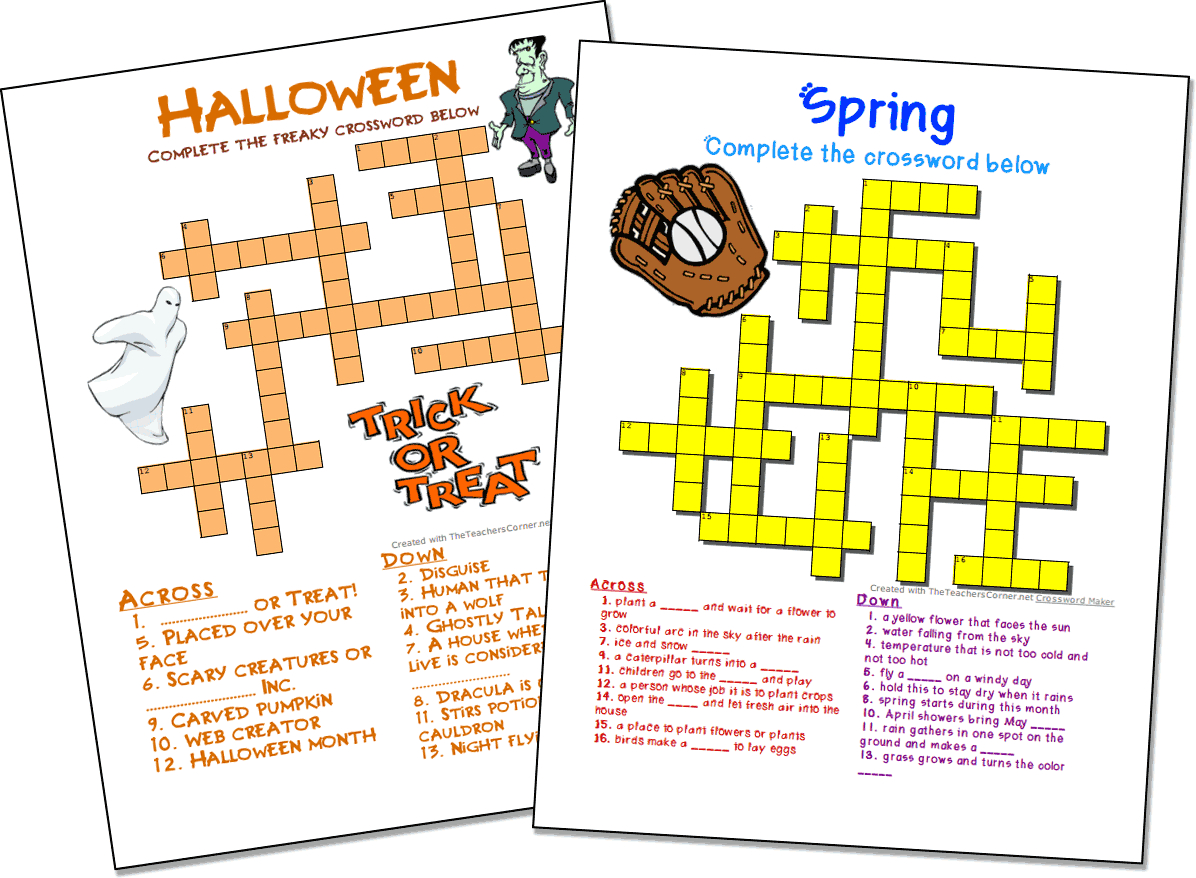 Crossword Puzzle Maker | World Famous From The Teacher's Corner - Make Your Own Worksheets Free Printable