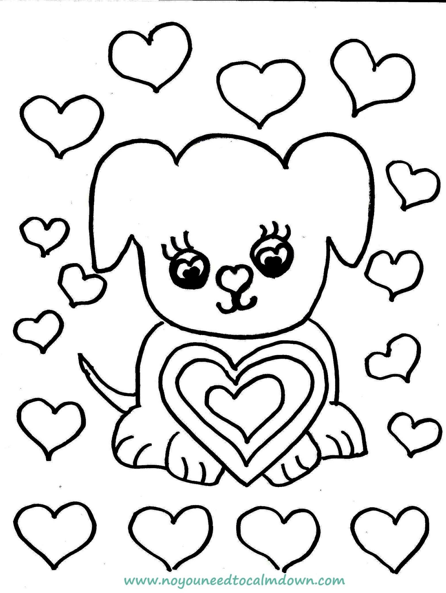 Cute Dog Valentine&amp;#039;s Day Coloring Page - Free Printable - Free Printable Valentines Day Coloring Pages