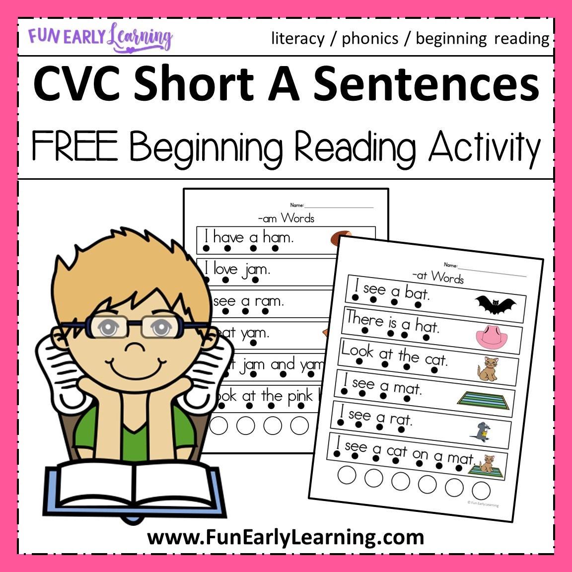 Cvc Short A Sentences - Beginning Reading And Phonemic Awareness - Free Phonics Readers Printable
