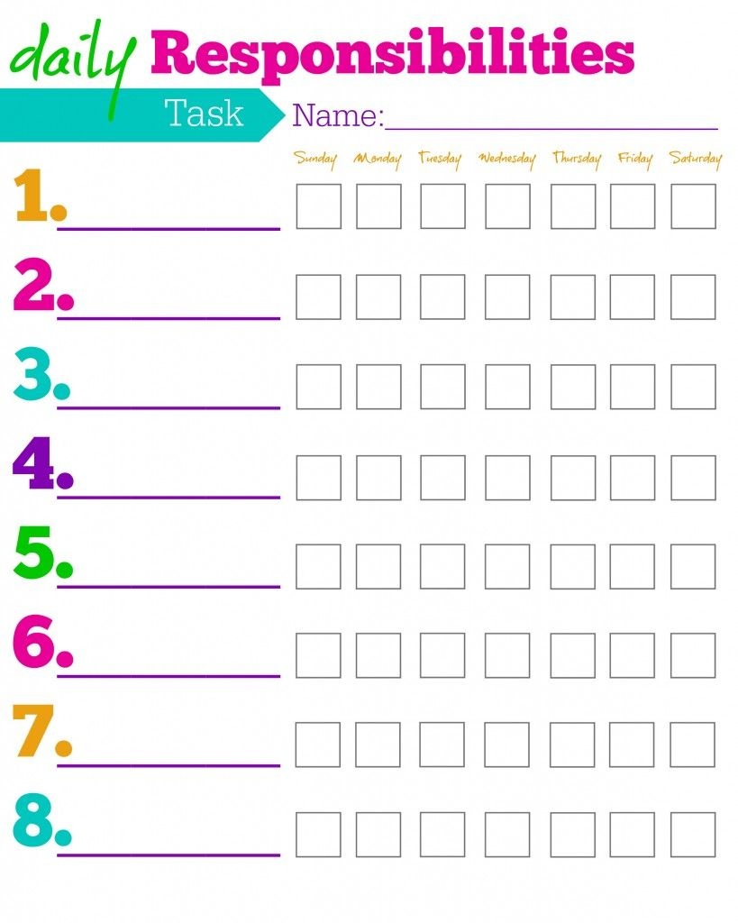 Daily Responsibilities Chart For Kids! Free Printable To Help - Free Printable To Do Charts