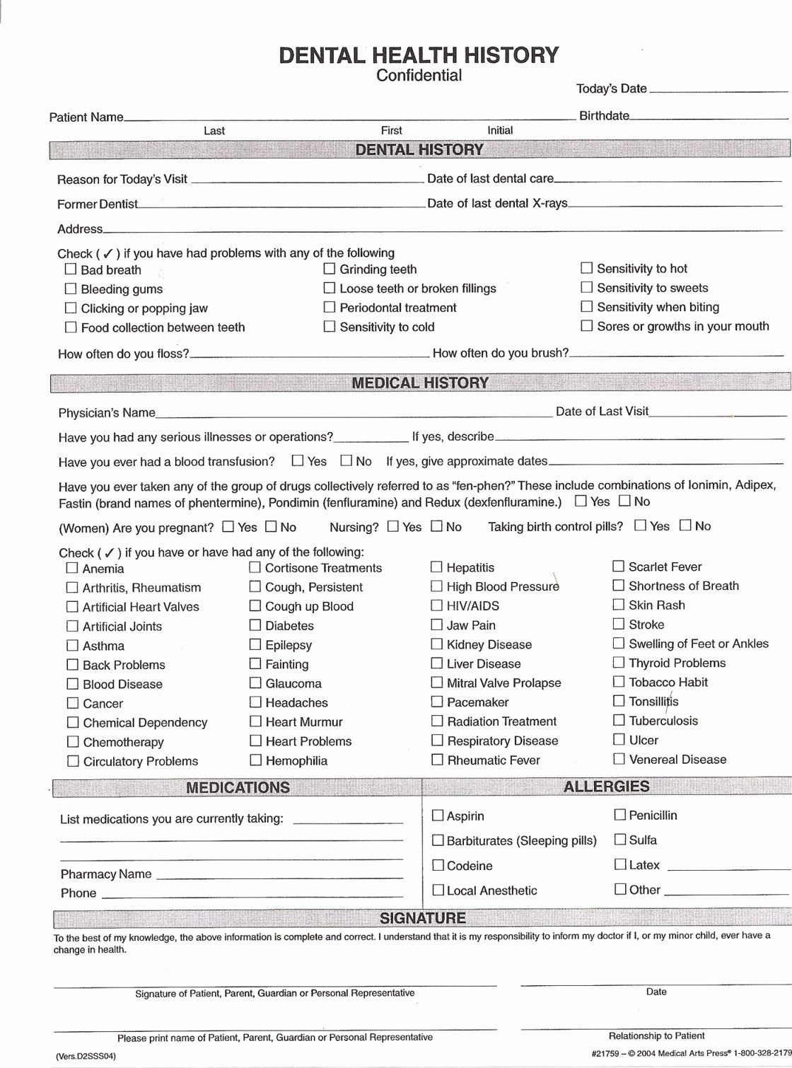 Dental Medical History Form Template | Pictimilitude - Free Printable Medical History Forms