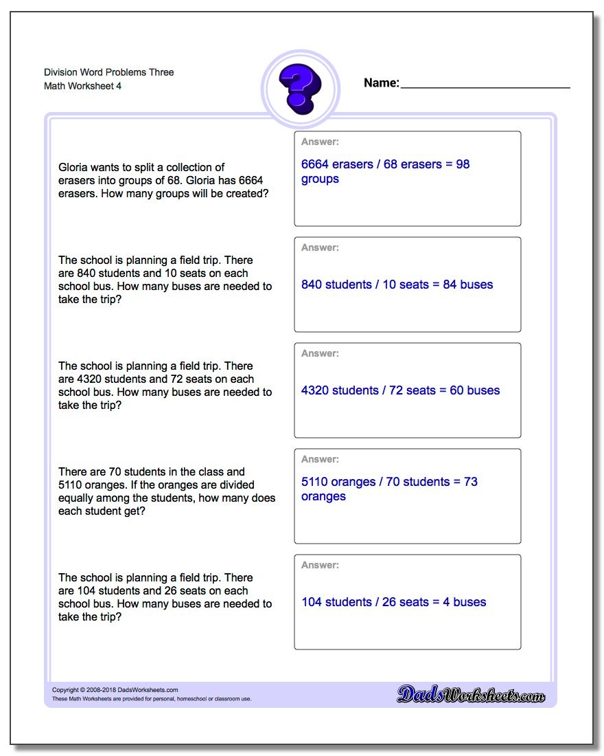 Free Printable Division Word Problems Worksheets For Grade 3 Free 