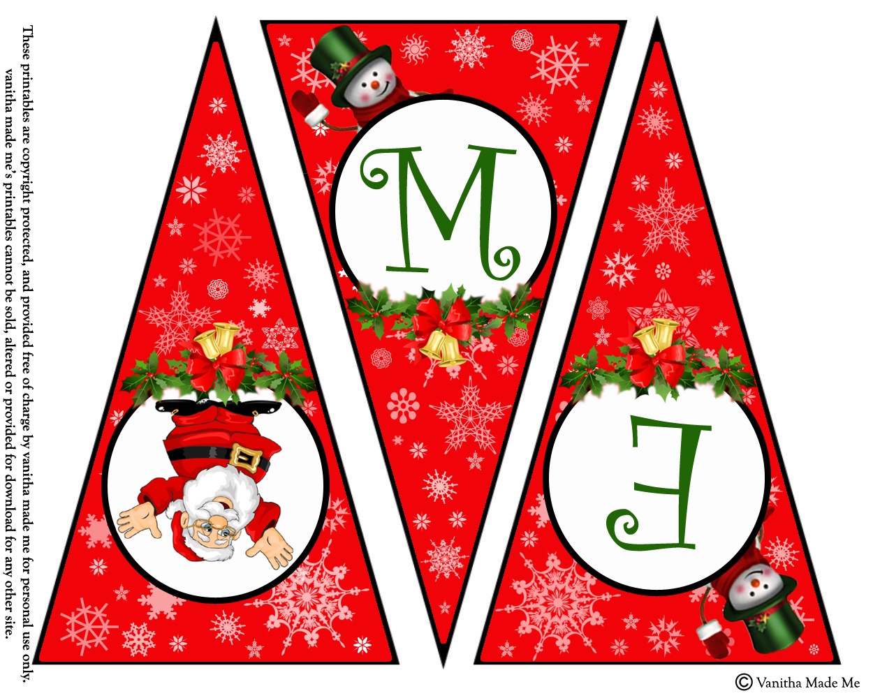 Diy Free Printable Christmas Banner | Vanitha Made Me - Free Printable Christmas Banner