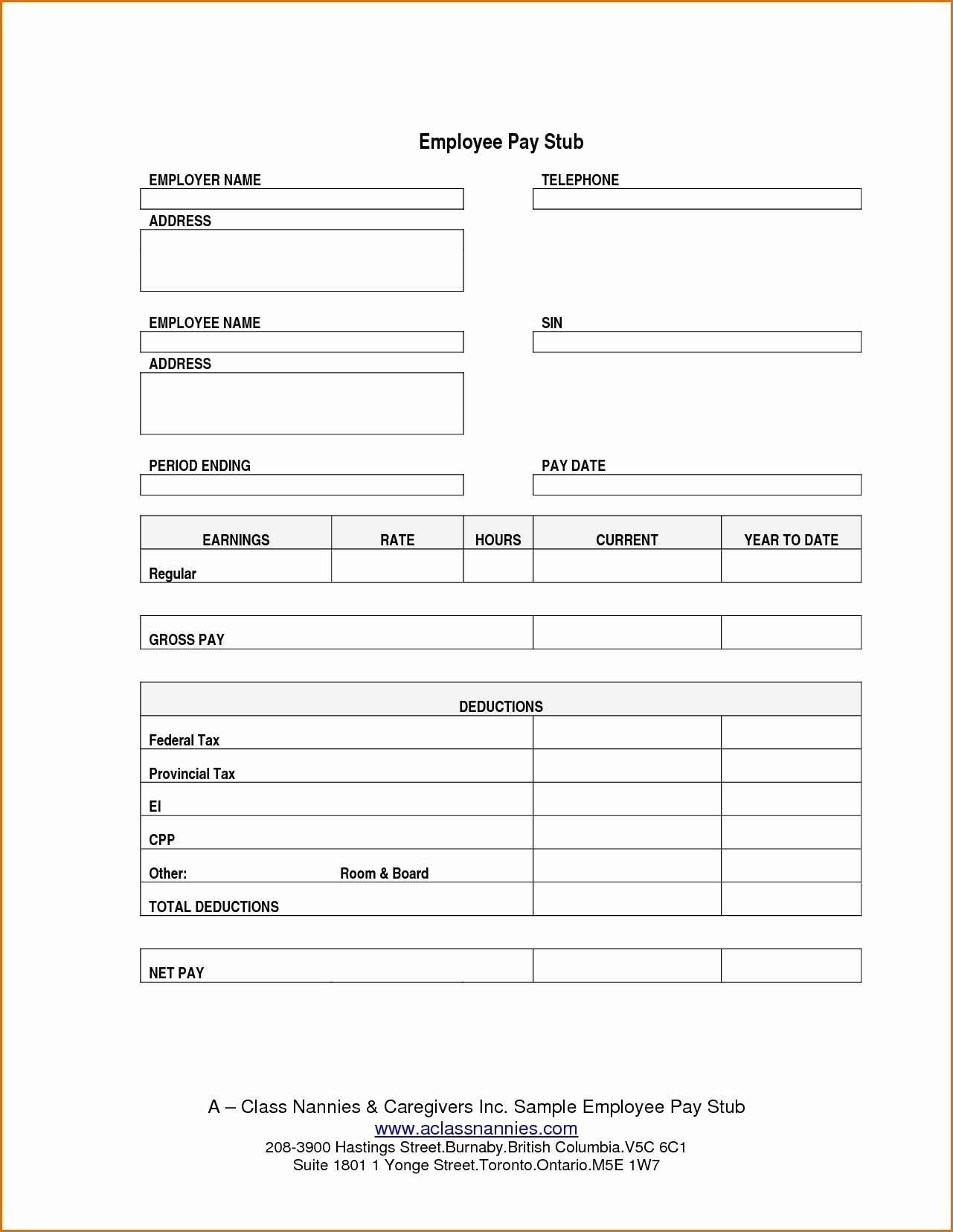 Earnings Statement Template Free Or Pay Stub Excel Template Luxury - Printable Pay Stub Template Free