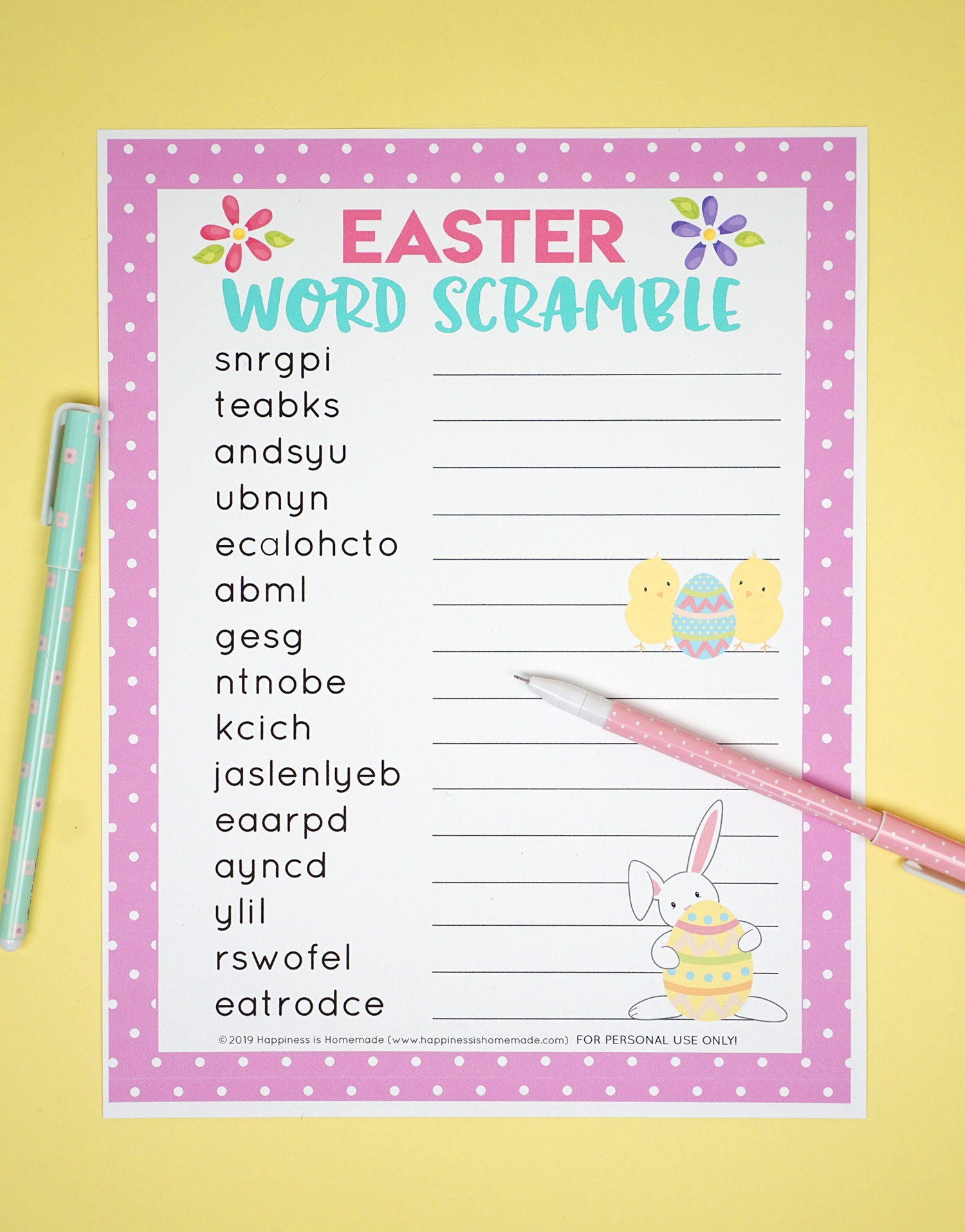 Easter Word Scramble Printable - Happiness Is Homemade - Unscramble Word Games Printable Free