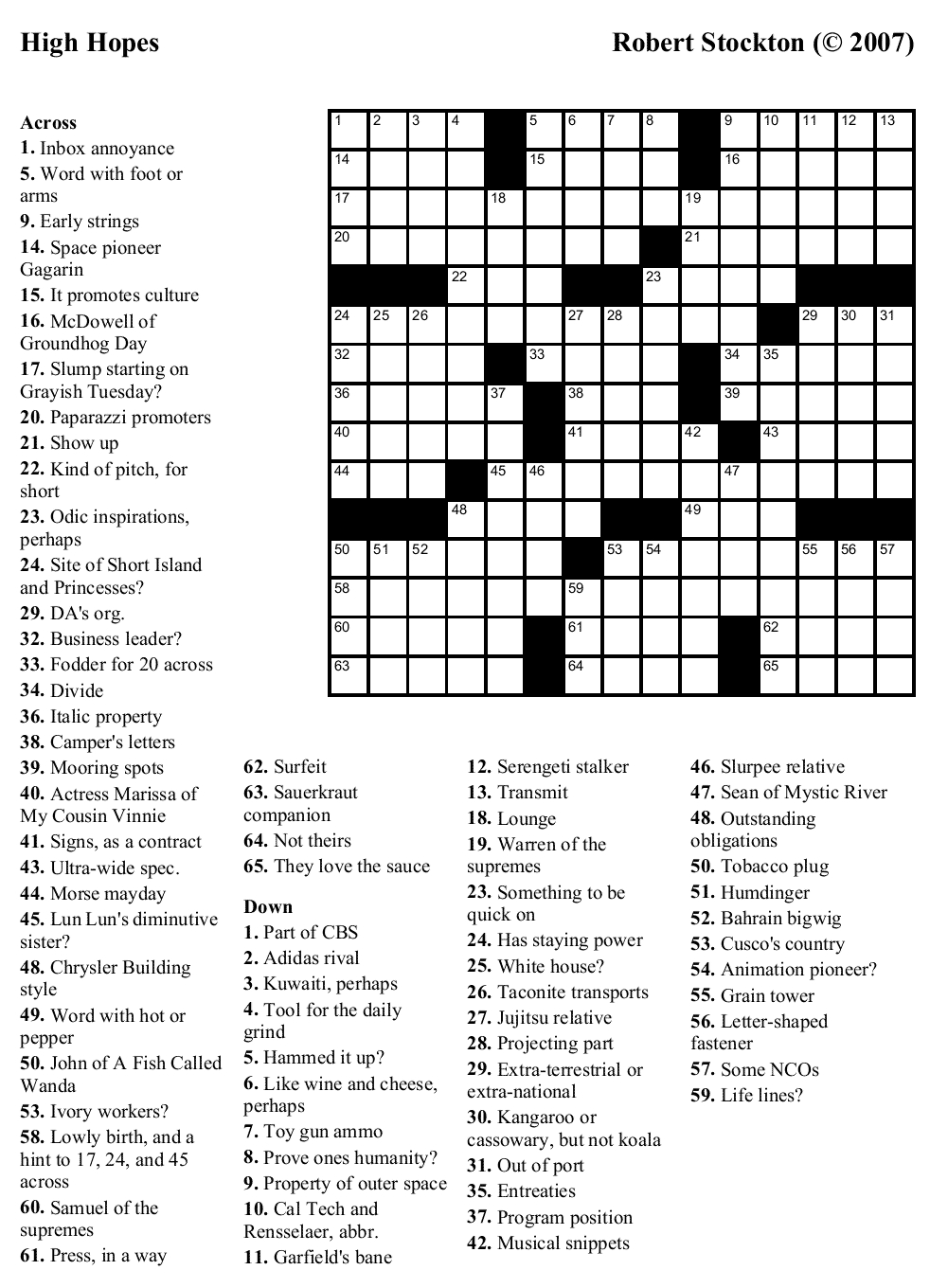 large crosswords to print