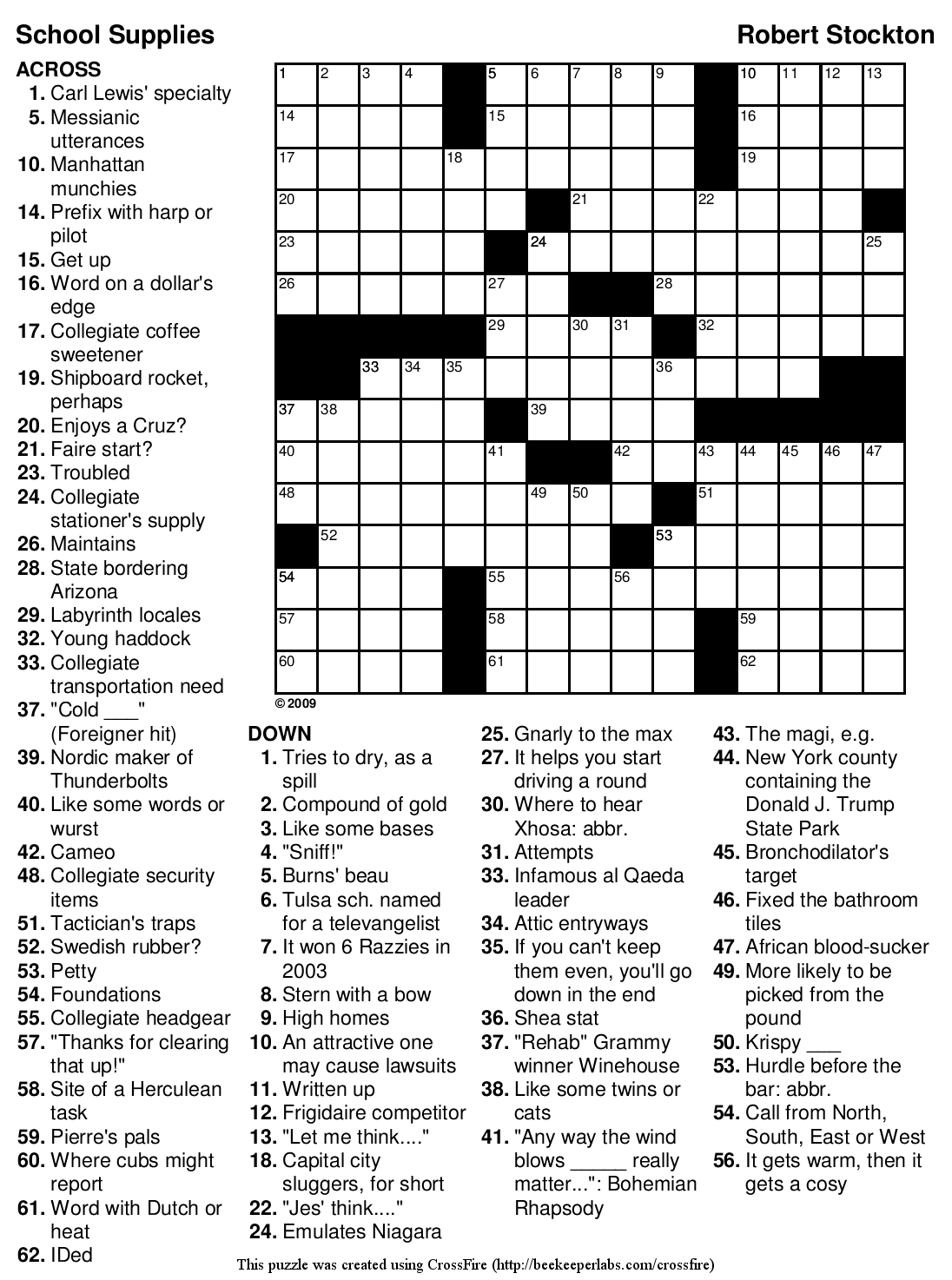 Free Easy Printable Crossword Puzzles For Adults | Free Printable