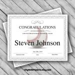 Editable Baseball Certificate Template   Printable Certificate   Free Printable Baseball Certificates