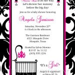 Elegant White Black Hot Pink Damask Baby Shower Invitation Printable   Free Printable Black And White Baby Shower Invitations