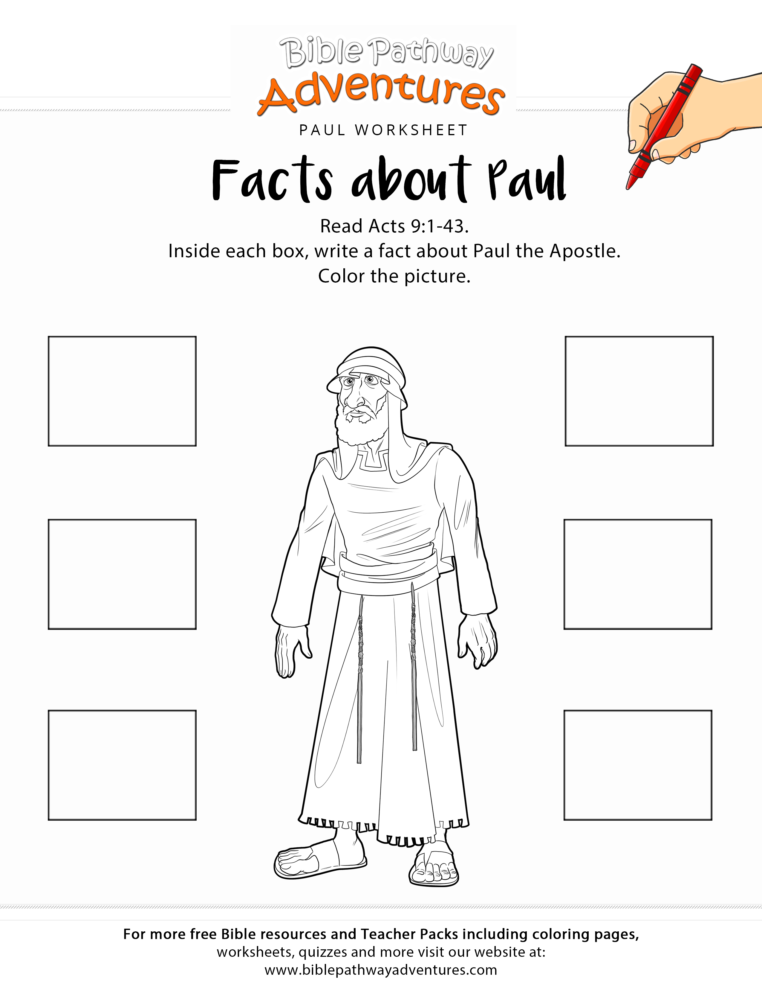 Facts About Paul Printable Bible Worksheet | Adventure Zone | Bible - Free Printable Sunday School Crafts
