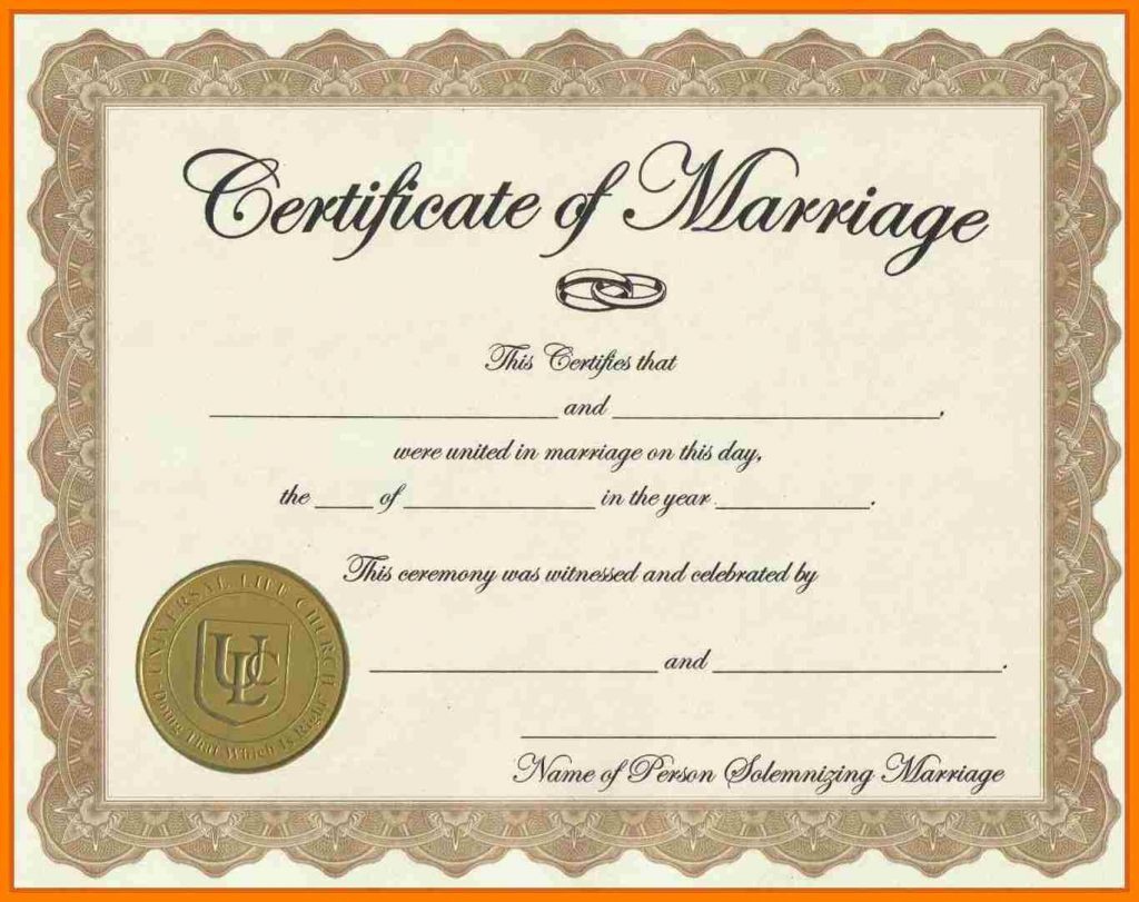 Printable Marriage Certificate Kaza psstech co Fake Marriage