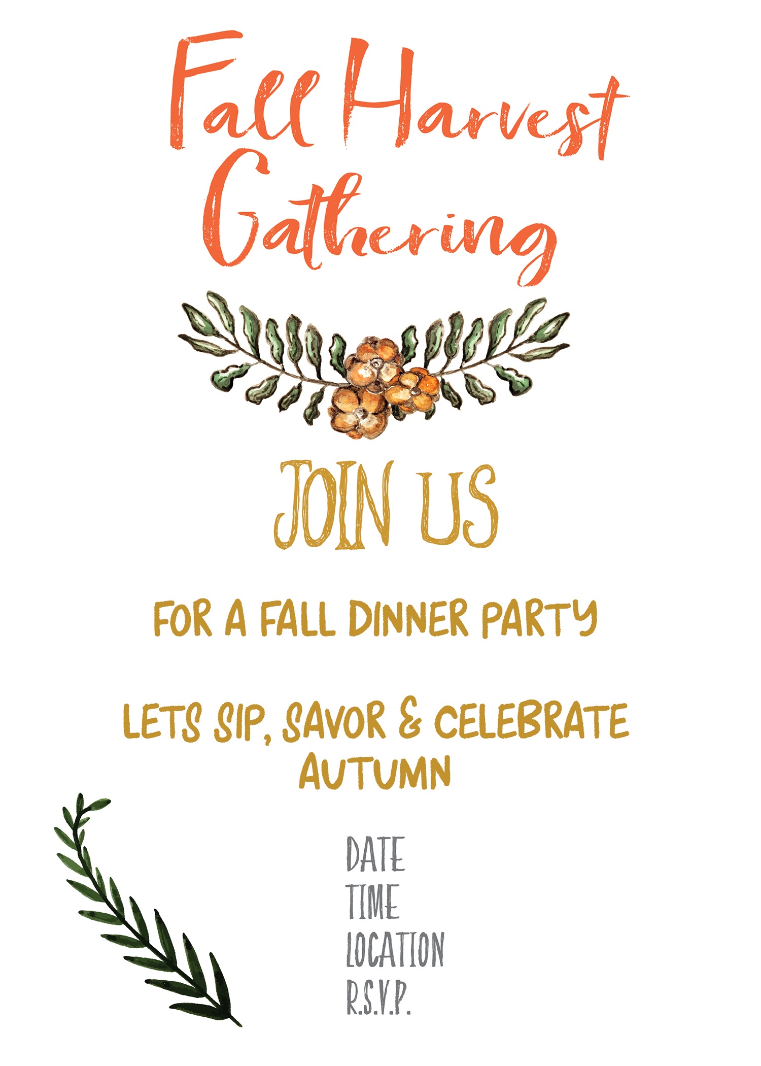 Fall Harvest Party Invitation Printable - Gather For Bread - Free Printable Event Invitations