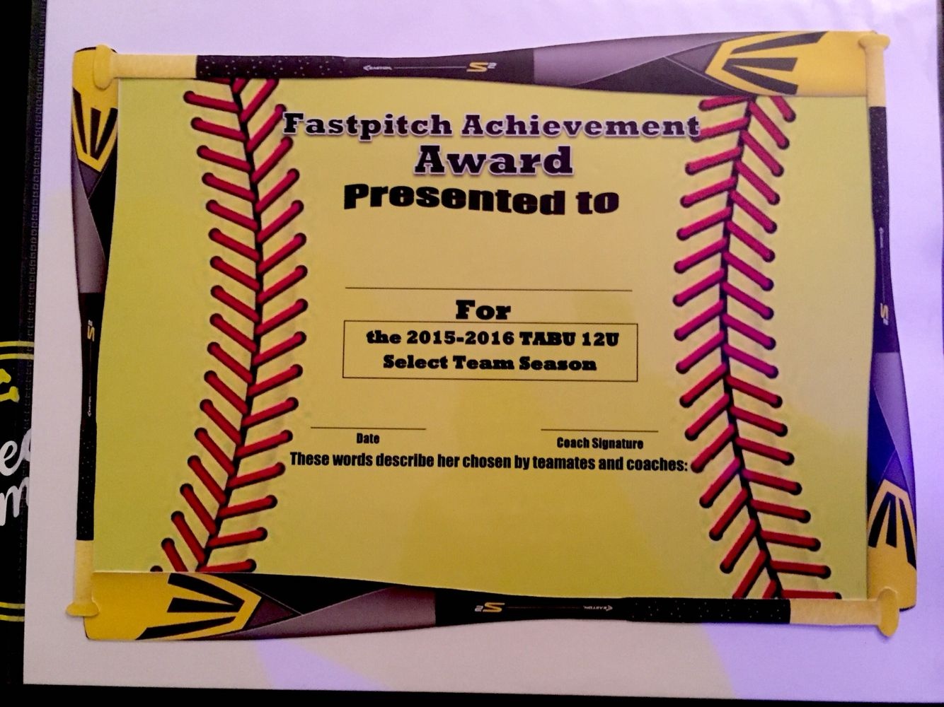 Editable Pdf Sports Team Softball Certificate Award Template Etsy