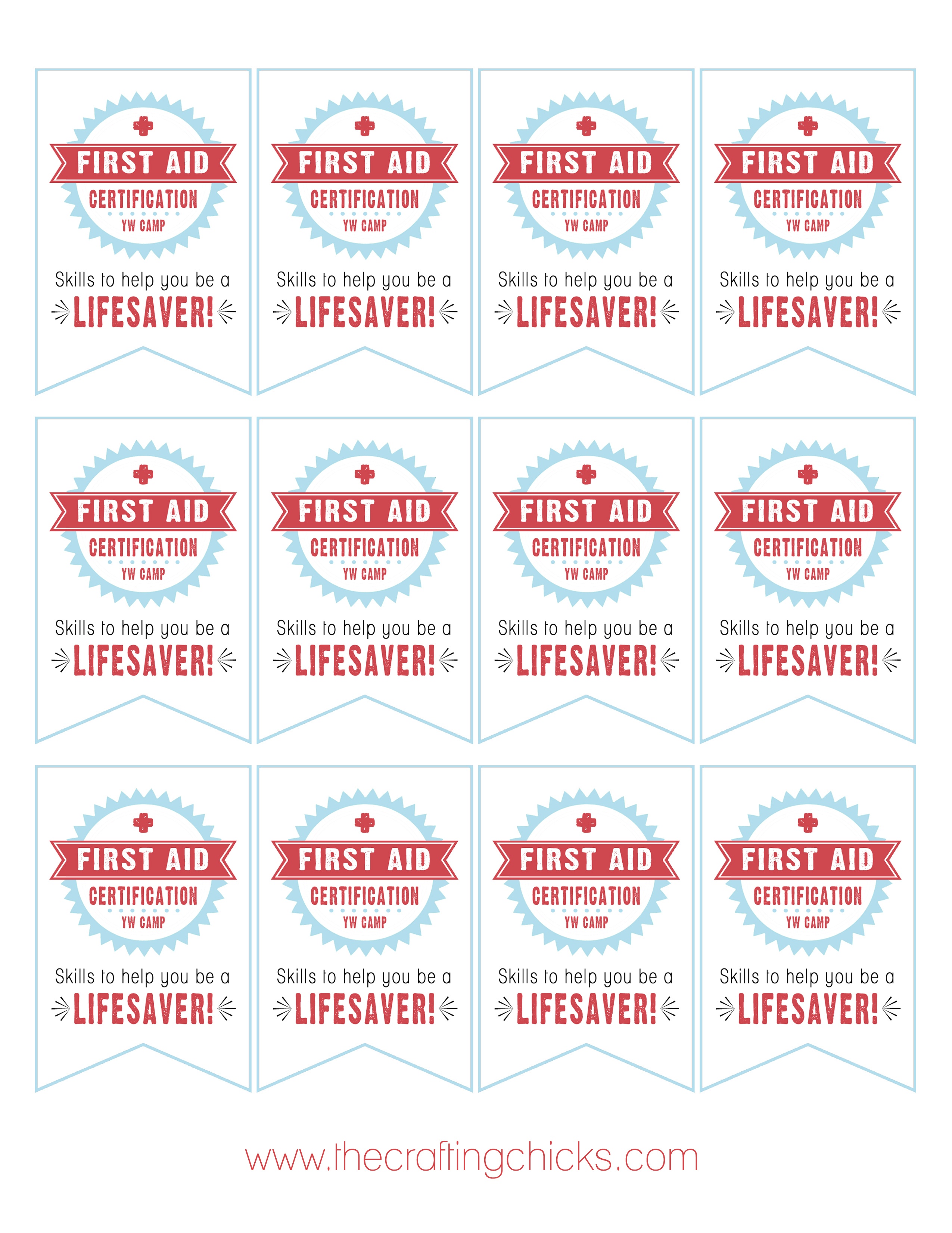First Aid Certification Handouts {Free Printable For Yw Camp} - Free Printable Lifesaver Tags