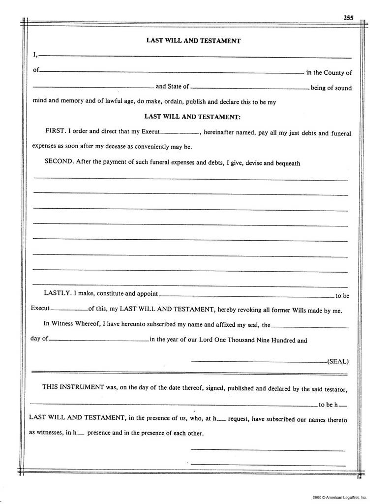 Florida Last Will And Testament Form Unique Free Printable Last Will - Free Printable Will Forms