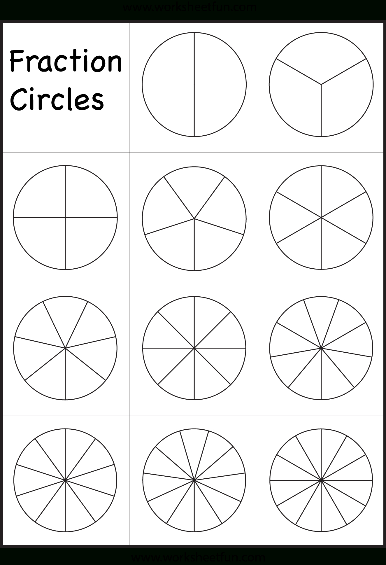 Blank Fraction Circles Printable Printable Word Searches