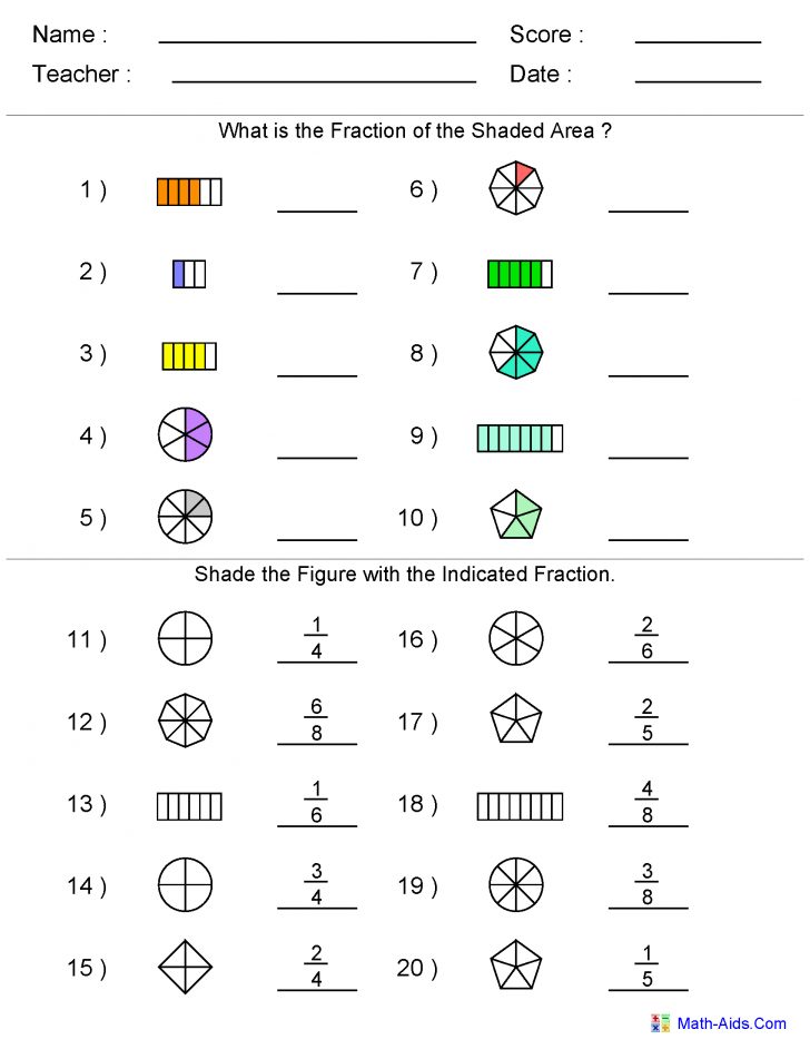 Free Printable Fraction Worksheets Ks2