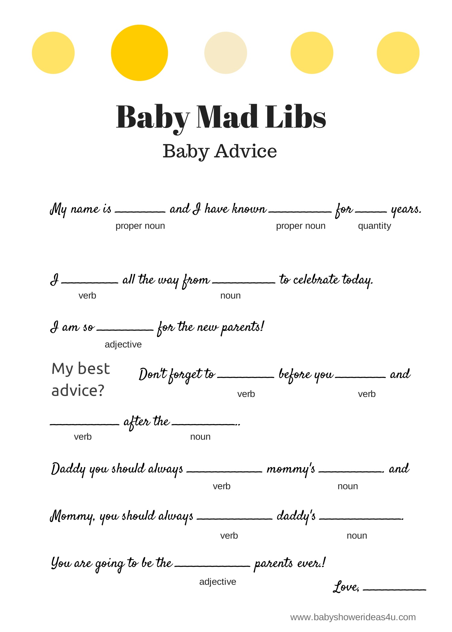 Free Baby Mad Libs Game - Baby Advice - Baby Shower Ideas - Themes - Mad Libs Online Printable Free