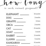 Free Baby Shower Games Printable {Animal Pregnancies}   Paper Trail   Free Printable Baby Shower Games Who Knows Mommy The Best