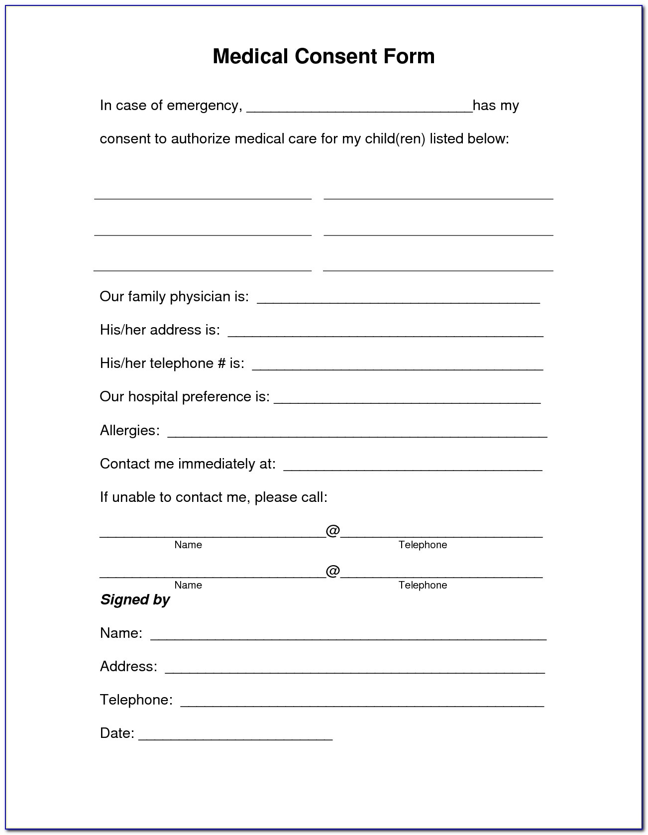 Free Child Medical Consent Form Template - Form : Resume Examples - Free Printable Medical Consent Form