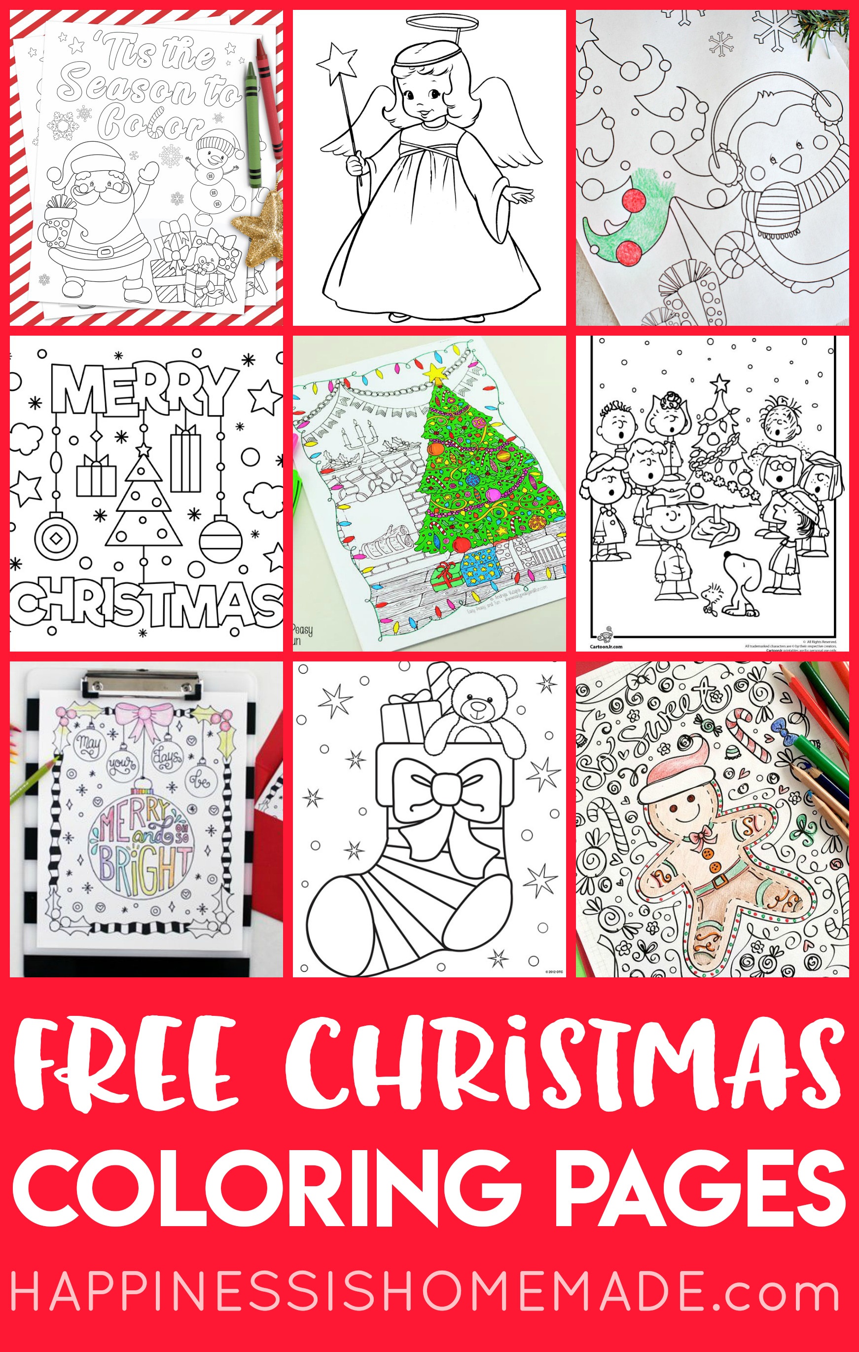 Free Christmas Coloring Pages For Adults And Kids - Happiness Is - Free Printable Christmas Coloring Pages For Kids