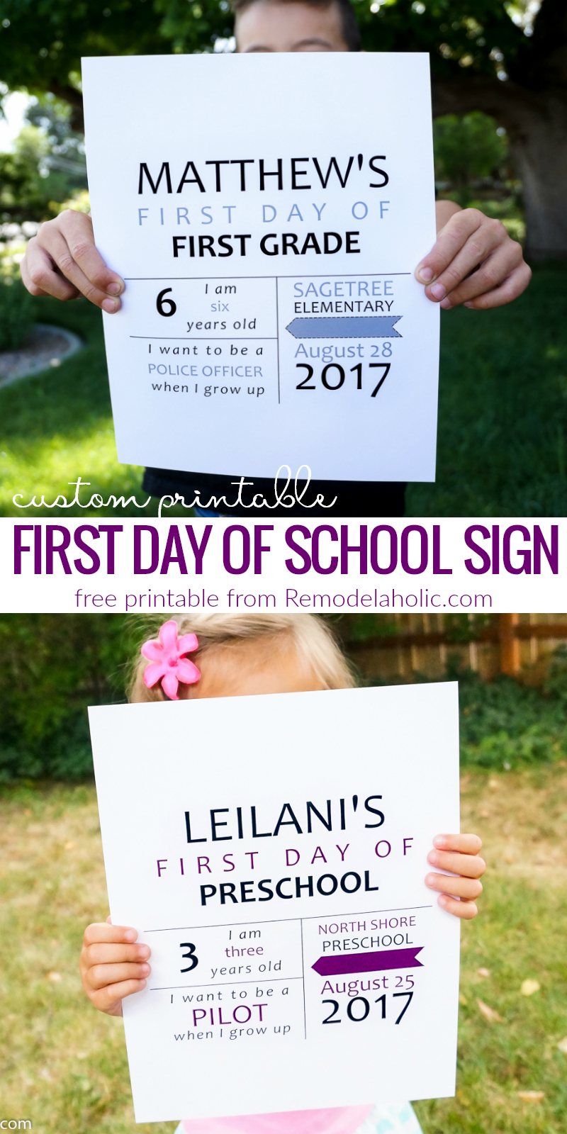 Free Custom Printable First Day Of School Sign   3 More Printable