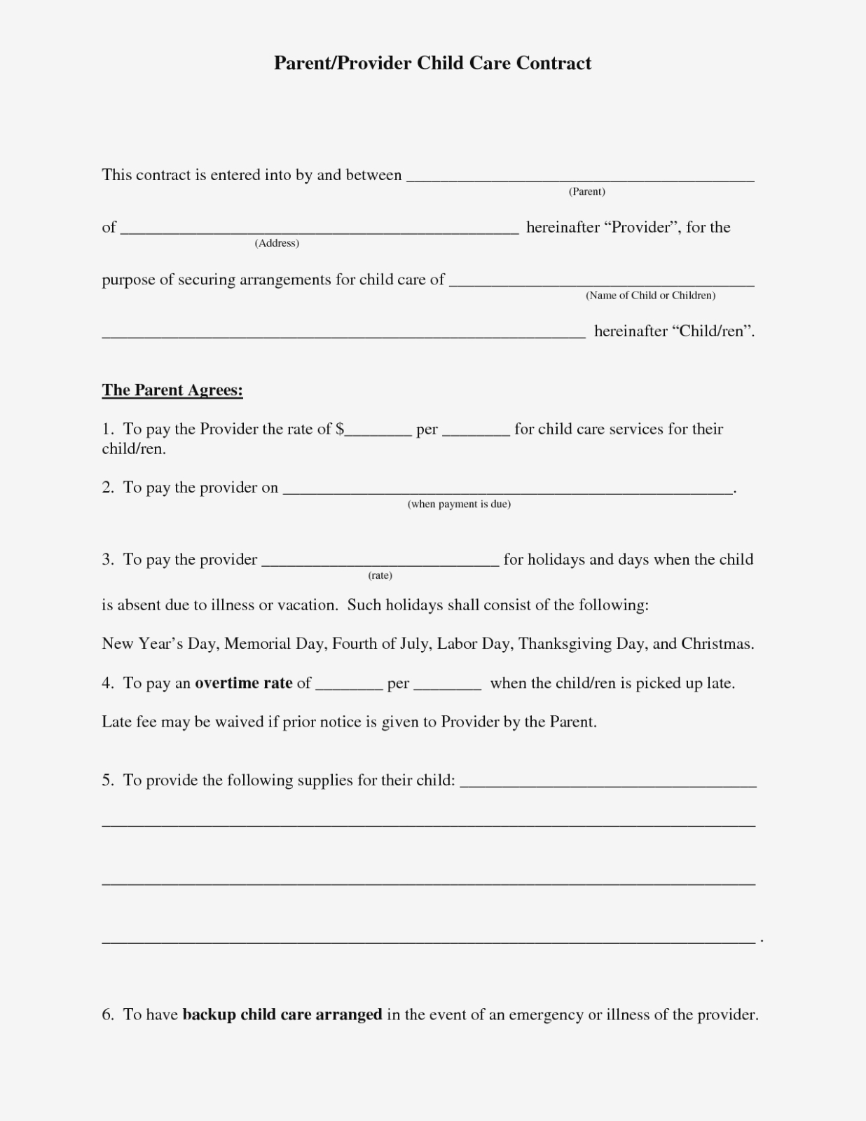 Free Daycare Contract Forms | Daycare Forms | Pinterest | Daycare - Free Printable Daycare Forms For Parents