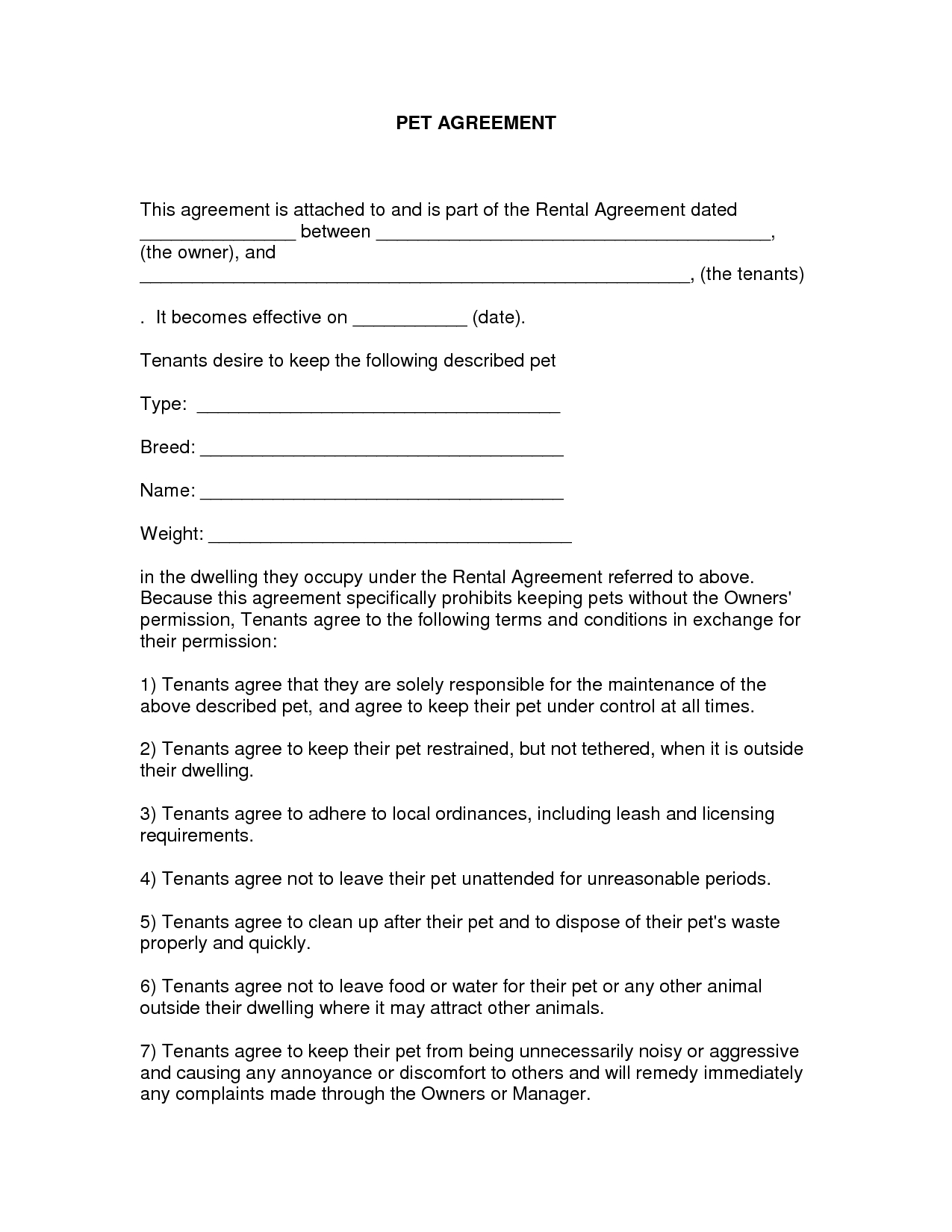 Free Printable Basic Rental Agreement | Free Printable