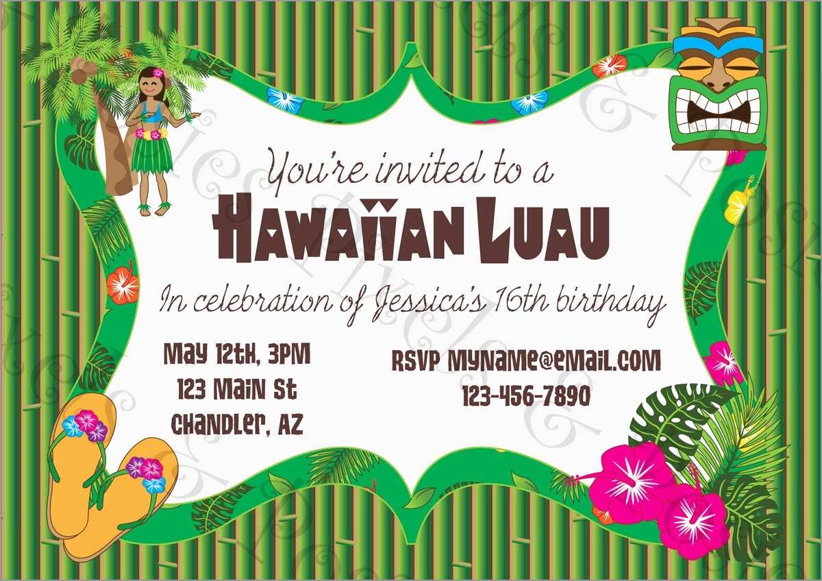 Free Hawaiian Luau Flyer Template Beautiful Luau Party Invitations - Hawaiian Party Invitations Free Printable