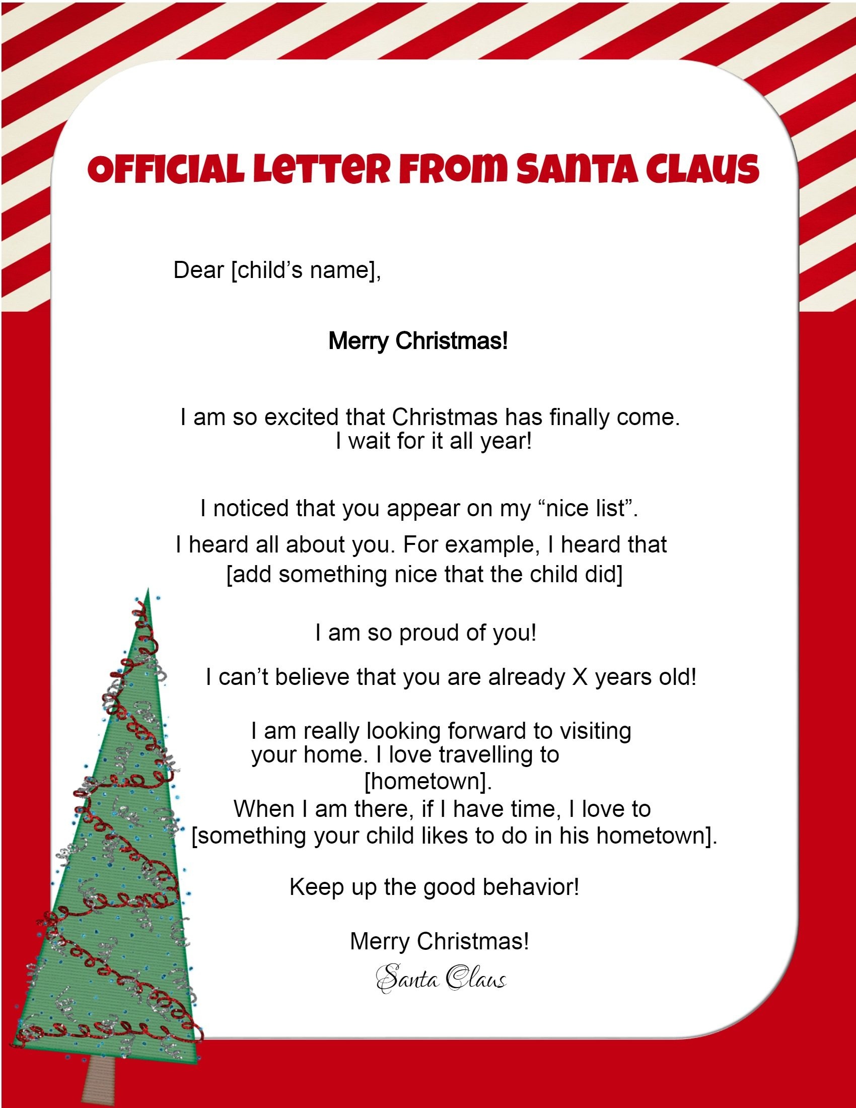 Christmas Letters To Santa Printable Free