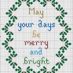 Free Merry And Bright Christmas Cross Stitch Pattern | Cross Stitch   Free Printable Cross Patterns