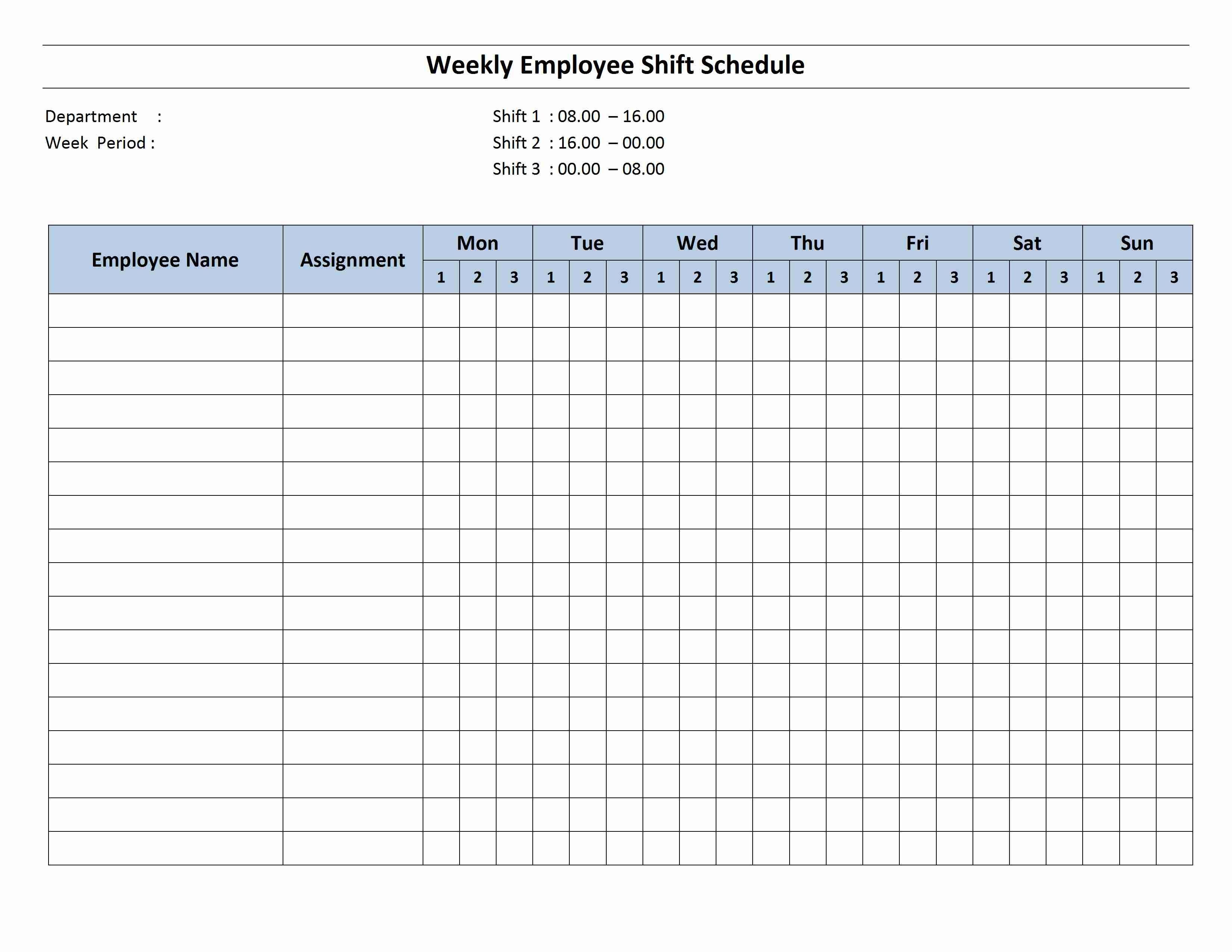 Free Monthly Work Schedule Template | Weekly Employee 8 Hour Shift - Free Printable Weekly Work Schedule