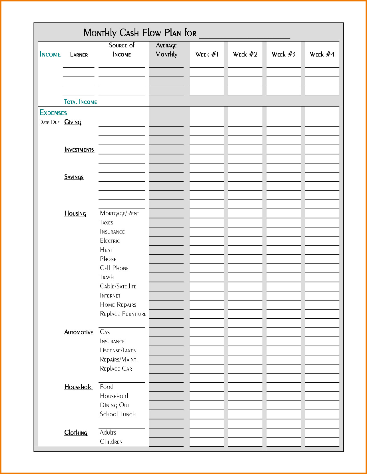 family daily expenses excel template free