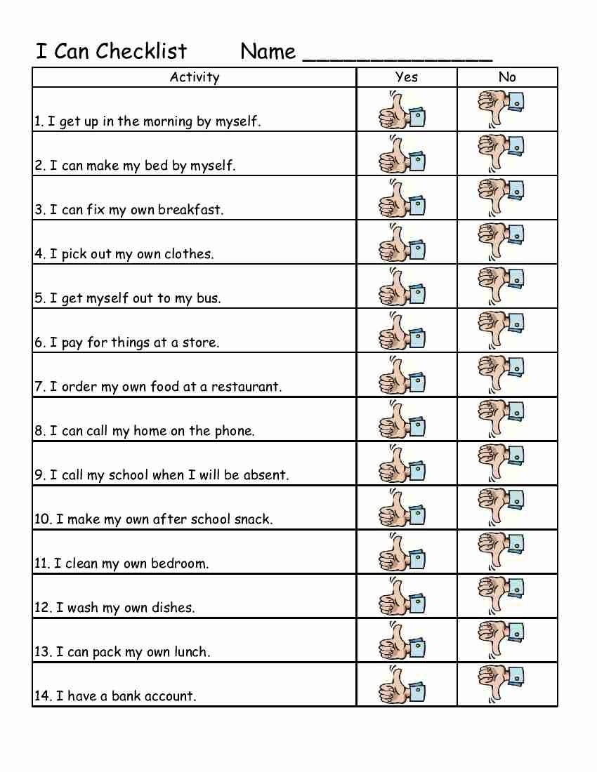 Free Life Skills Worksheets For Special Needs Students Free Printable Life Skills Worksheets