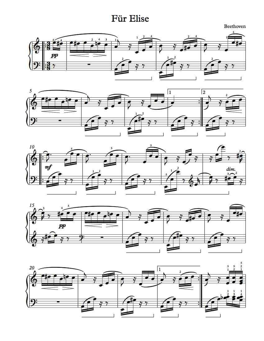 Free Printable Piano Sheet Music Fur Elise Free Printable