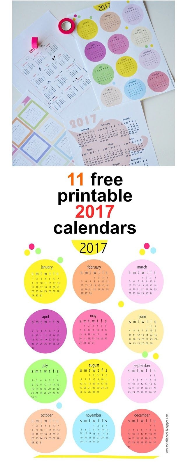 Free Printable 2017 Calendars - Round-Up | Calendars | Calendar 2017 - Free Printable Agenda 2017