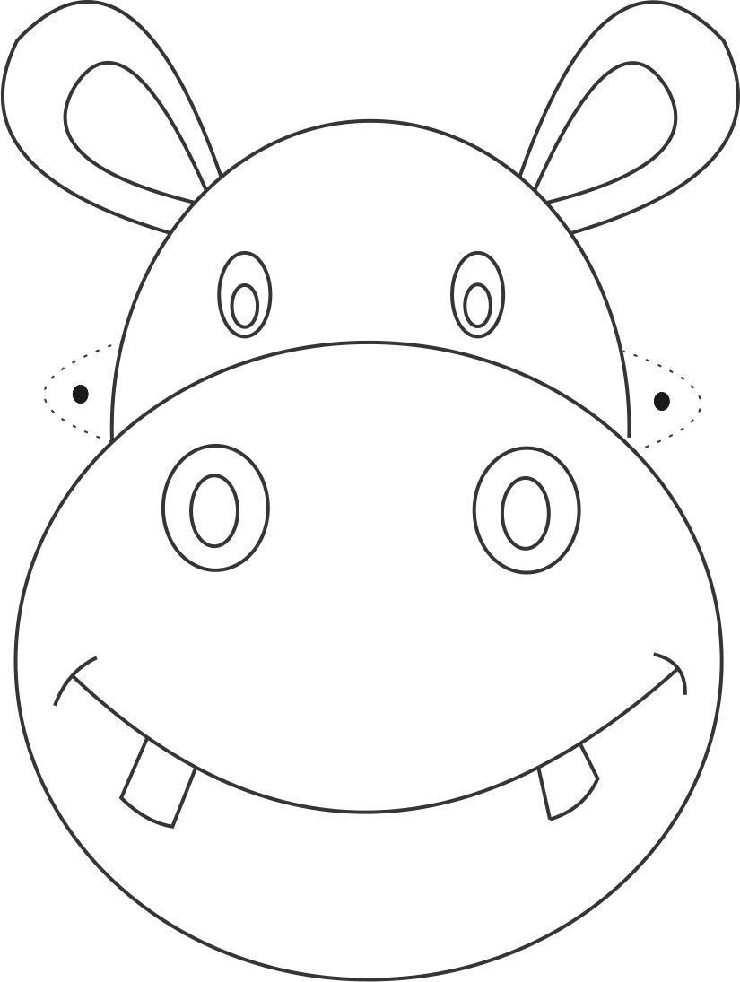 Free Printable Animal Masks Templates | Hippo Mask Printable - Giraffe Mask Template Printable Free