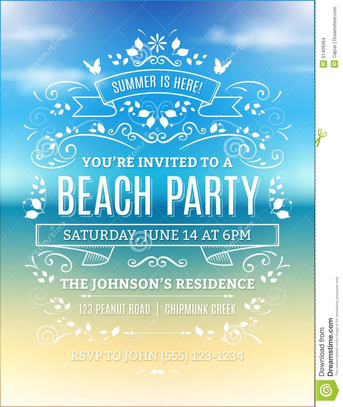Free Printable Beach Party Invitations | Jj Backbaydunes Birthday - Pool Party Flyers Free Printable