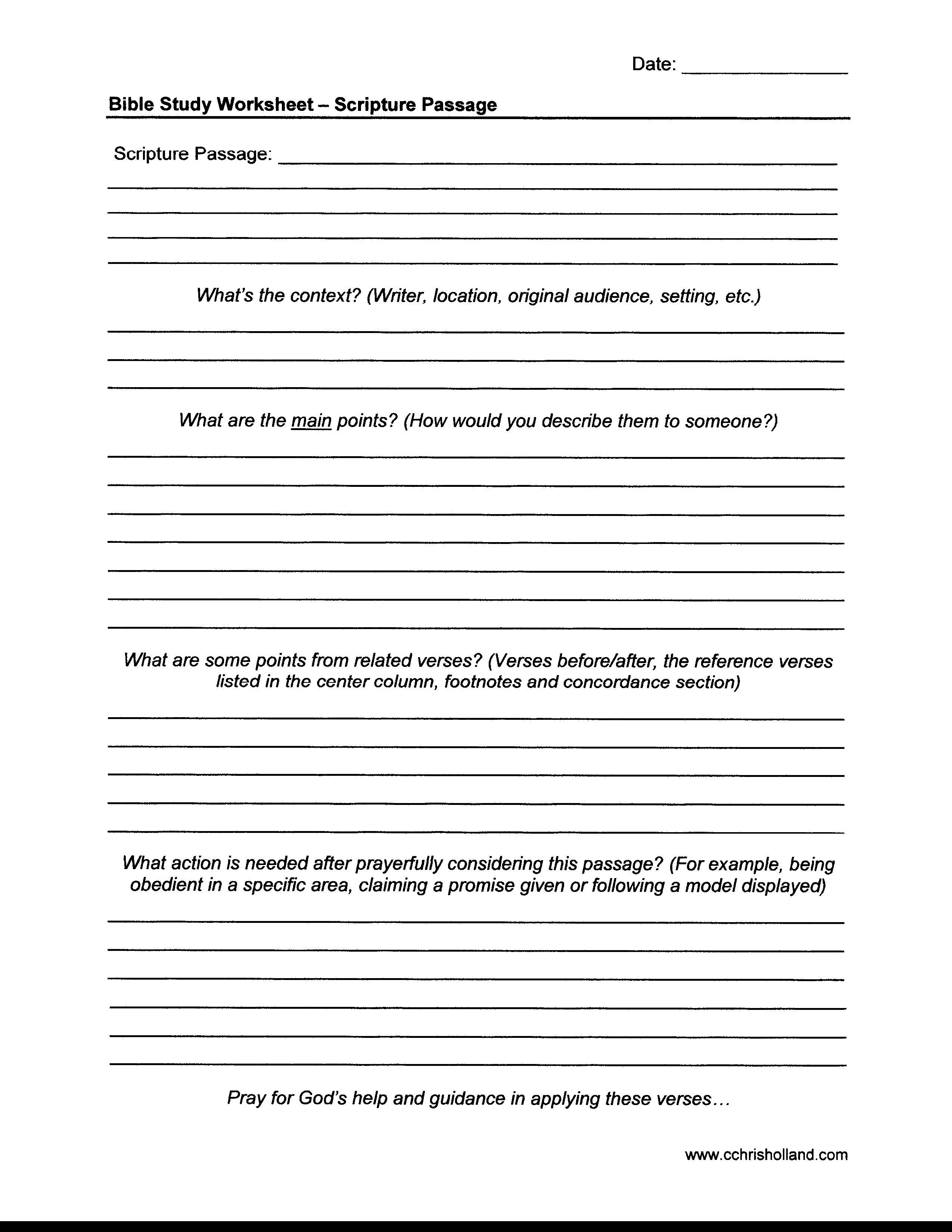 Free Printable Bible Study Worksheets Pdf