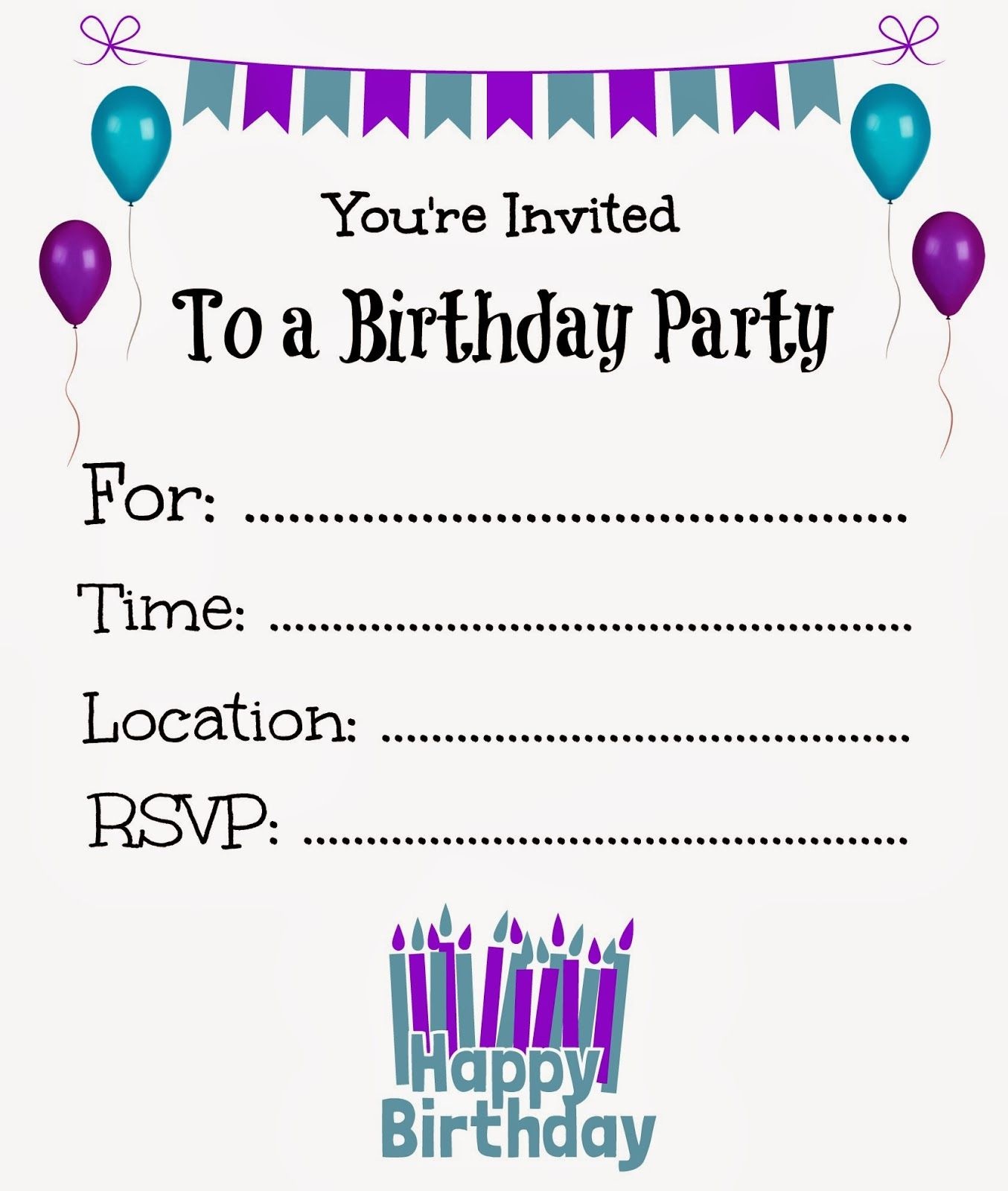 Free Printable Birthday Invitations For Kids #freeprintables - 21St Birthday Invitation Templates Free Printable